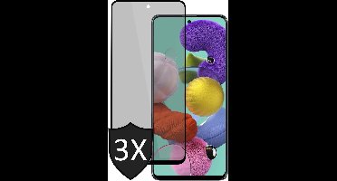 Privacy Screenprotector geschikt voor Samsung A51 - 3x Glas Screen Protector