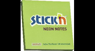 Stick'n Sticky Notes - Memoblok - 76x76mm - Neon Groen - 100 Memoblaadjes