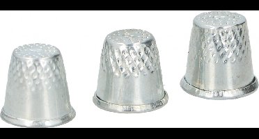 Lifetime Zilveren vingerhoedjes - staal - set van 3 - 16-18 mm