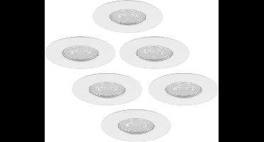 Set van 6 Bari LED Inbouwspots - 4,5 Watt 345 lumen - 2700K Warm Wit - GU10 - Dimbaar - Rond - IP65 Waterdicht - Wit - Voor binnen, buiten en badkamer