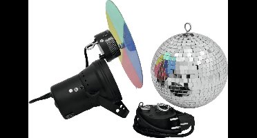 EUROLITE Discobal set  met motor en pin spot - Spiegelbol - Discobol 20cm