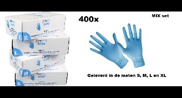 400x Mix Handschoenen nitril blauw mt.S, mt.M, mt.L en mt. XL - bacteriën virussen wegwerp handschoenen Nitril handschoen poedervrij - 400 stuks