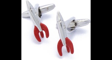 Manchetknopen - Raket Zilver met Rood