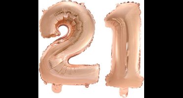 Folieballon nr. 21 Rosé Rosé Goud 41cm