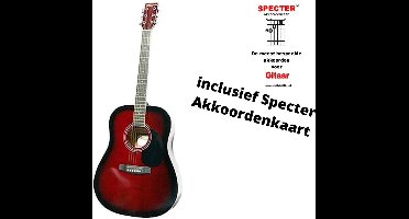 Gitaar Phoenix western 001 4/4 winered sun met handige akkoordenkaart