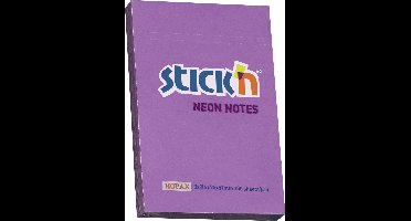 Stick'n sticky notes - 76x51mm, neon paars, 100 memoblaadjes