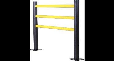 Modulair veiligheidshek met 3 rails in flexibele kunststof "Delta" - Geel/Zwart - Set van 3 rails (1510 mm)