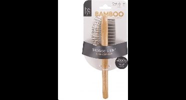 Hery Labo Borstel 2-in-1 Bamboe — Tweezijdige vachtborstel voor hond & kat - Bamboe borstel hond kat, 2-in-1 vachtborstel, ontklitten borstel, borstel met pennen en haren, milieuvriendelijke huisdierborstel