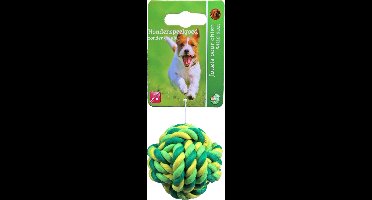 Boon hondenspeelgoed touwbal katoen groen/geel, 5 cm