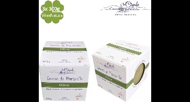 Savon De Marseille zeep 3x300g glycerine en OLIJF OLIE origineel Frans zeepblok CUBE La Cigale