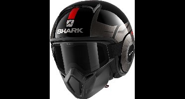 SHARK STREET DRAK TRIBUTE RM Motorhelm jethelm Zwart Chroom Rood - Maat XS