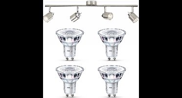 Philips Meranti Opbouwspot (Mat Chroom) - Warmwit Licht - Plafondspot met 4 Lichtpunten - GU10 - Niet Dimbaar