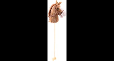 Johntoy Stokpaardje met geluid - pluche - lichtbruin - 98 cm - paarden / pony speelgoed