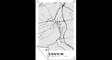 Tuindecoratie Stadskaart – Zwart Wit - Kaart – Couvin – België – Plattegrond - 40x60 cm - Tuinposter - Tuindoek