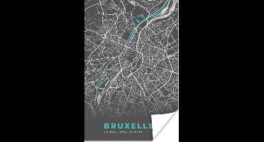 Poster Kaart – Plattegrond – Stadskaart – Bruxelles – België - Grijs - 20x30 cm