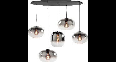 Highlight Hanglamp Bellini Ovaal Smoke Glas 5Lichts 1 Mtr