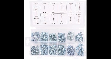 Benson Assortimentsdoos parkerschroeven - verzinkt - 13 maten - 350 stuks - scherpe schroefdraad