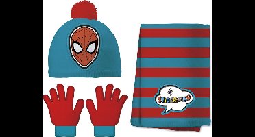 Marvel Winteraccessoires Spider-man Acryl Blauw 4-delig