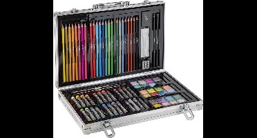 79-Delige Schilder- en tekenkoffer voor kinderen en volwassenen | Zilveren koffer | Nassau Fine Art