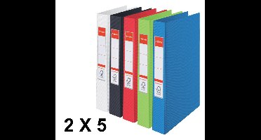10 x Ringband Esselte Vivida A4 2-rings O-mech 25mm PP assorti