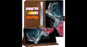 Hoesje geschikt voor Samsung Galaxy S22 Ultra - Book Case Kunstleer Wallet Cover Portemonnee Pasjeshouder Hoes Bruin