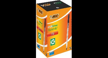 BIC Balpen ECOlutions Round Stic Medium (1.0 mm)  -74% gerecycled - Schrijfkleur Zwart (pak 60 stuks)
