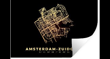 Muurstickers - Sticker Folie - Amsterdam - Stadskaart - Plattegrond - Kaart - 30x20 cm - Plakfolie - Muurstickers Kinderkamer - Zelfklevend Behang - Zelfklevend behangpapier - Stickerfolie