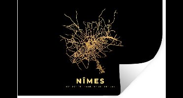 Muurstickers - Sticker Folie - Plattegrond – Nîmes - Goud - Frankrijk – Stadskaart - Kaart - 30x20 cm - Plakfolie - Muurstickers Kinderkamer - Zelfklevend Behang - Zelfklevend behangpapier - Stickerfolie