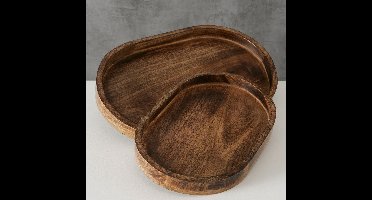 Dienblad - 2 set - Mango hout - Ovaal - 29 en 35cm