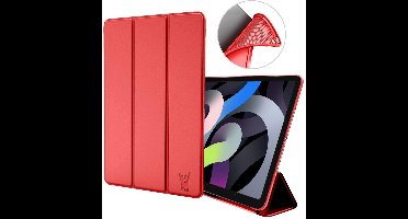 Hoesje geschikt voor iPad Air 2022 / 2020 10.9 - Trifold Smart Book Case Cover Kunstleer Tablet Rood