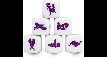 Secretplay 100% Games - Erotische Dobbelsteen voor Lesbiennes - Verschillende Standjes - 25mm - Wit en Paars