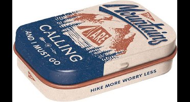 Pepermunt Blikje The Mountains Are Calling mint box 4 x 6 cm