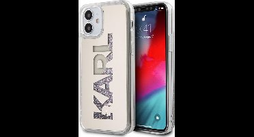 Zilver hoesje van Karl Lagerfeld - Backcover - iPhone 12 Mini - Liquid Glitter