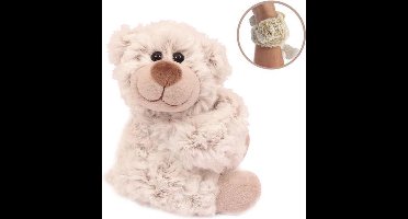 PIA Soft Toys - Pluche Klaparmband Beer crème - 16 cm
