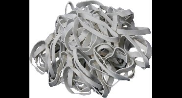 1 kg - Elastiek - UV Bestendig - wit - diam. 80mm - breedte 5mm - ca 510 stuks