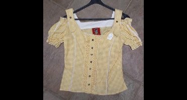Damesblouse Tiroler Julia geel-wit maat S