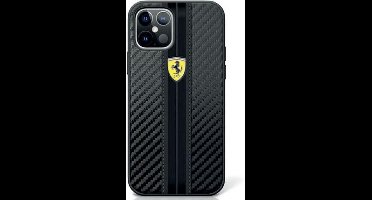 iPhone 12 Pro Max Backcase hoesje - Ferrari - Effen Zwart - Kunstleer