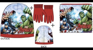 Marvel Avengers winterset - muts / sjaal-col / handschoenen - rood - maat 52 cm
