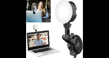 VIJIM VL69 LED-lamp voor videobellen – met zuignap voor laptop / computer / monitor - 6W - 800 Lumen - 1/4 inch schroefaansluiting - USB-C - Zwart