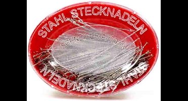 Schneider stalen kopspelden - 34 x 0,6 mm - rood ovaal doosje 25 gram ca. 100 spelden rvs