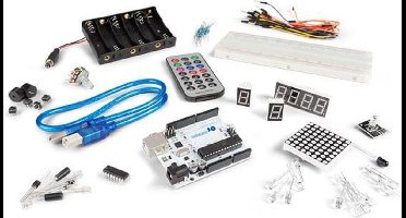 Whadda Complete Arduino® starterskit voor beginners, leer de basis van elektronica met breadboard, leds, weerstanden, zoemers, infraroodsensoren en meer, ideaal voor DIY projecten en educatieve doeleinden