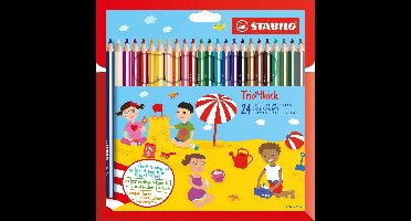 STABILO Trio Thick - Driekantig Kleurpotloden Met Extra Dikke Kern 4,2 mm - Etui Met 24 Kleuren