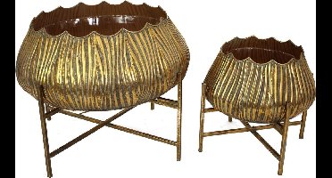 Wants&Needs Bloempot Metaal Goud 50 X 50 X 41 S/2