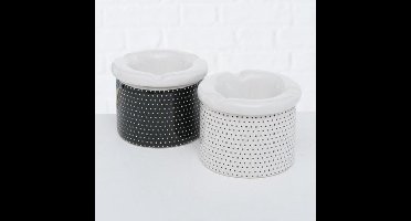 Asbak - 2 set - zwart - wit - Keramiek - Ø 9 cm - Hoog 7.5 cm