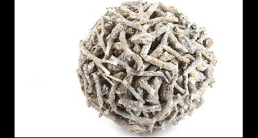 Non-branded Decoratiebal Taco 15 Cm Hout Grijs