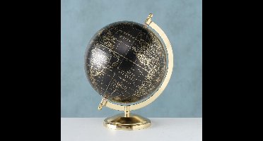 Wereldbol - Globe - 27.50cm - Ø22cm - Goud - Zwart