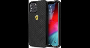 iPhone 12 Pro Max Backcase hoesje - Ferrari - Effen Zwart - Carbon