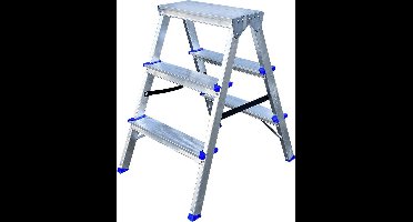 Alumexx DX - Dubbele trap 3 treden - Huishoudtrap - Keukentrap - Inklapbaar - 2,7m Werkhoogte