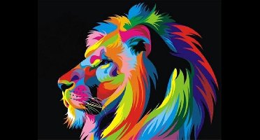 Toi-Toys - Diamond Painting - Kleurrijke Leeuw - 50x40 cm