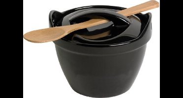 Kom Met Lepel Zwart 450ml D13xh10cmd13xh10cm